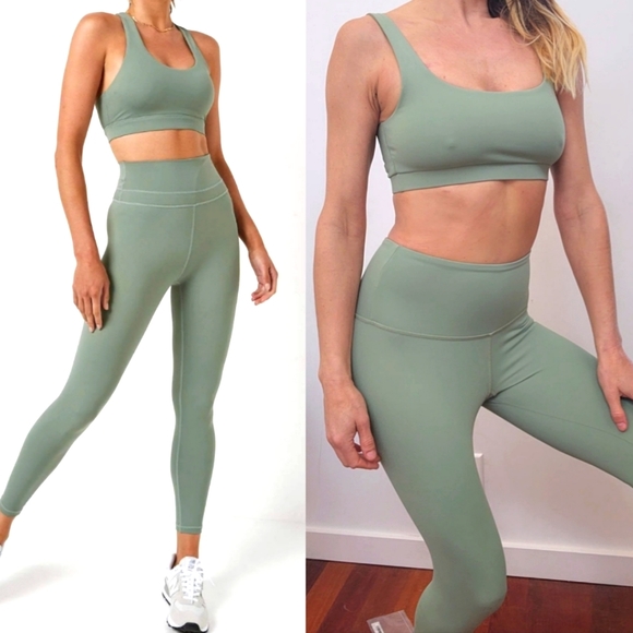 SET Active Pants - Nwot SET Carbon 38 strut this Pistachio green legging + bra top S